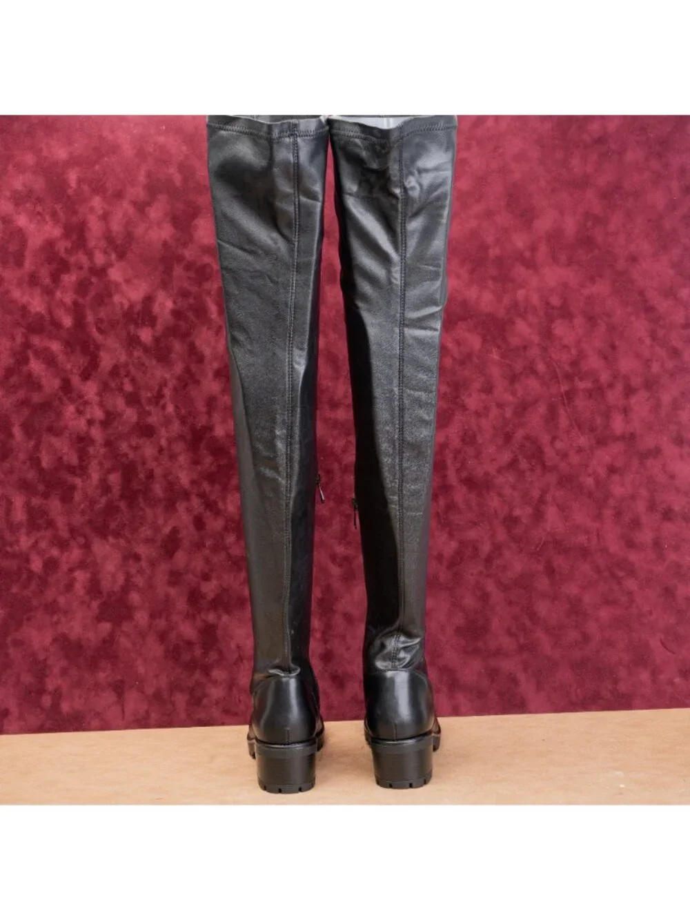 Azalea Wang Wmn Black Vegan Leather Platform Festival Party Boots 10US EUR41